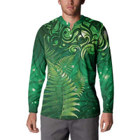 Matariki New Zealand Maori Silver Fern Button Sweatshirt Galaxy Green Sky Style
