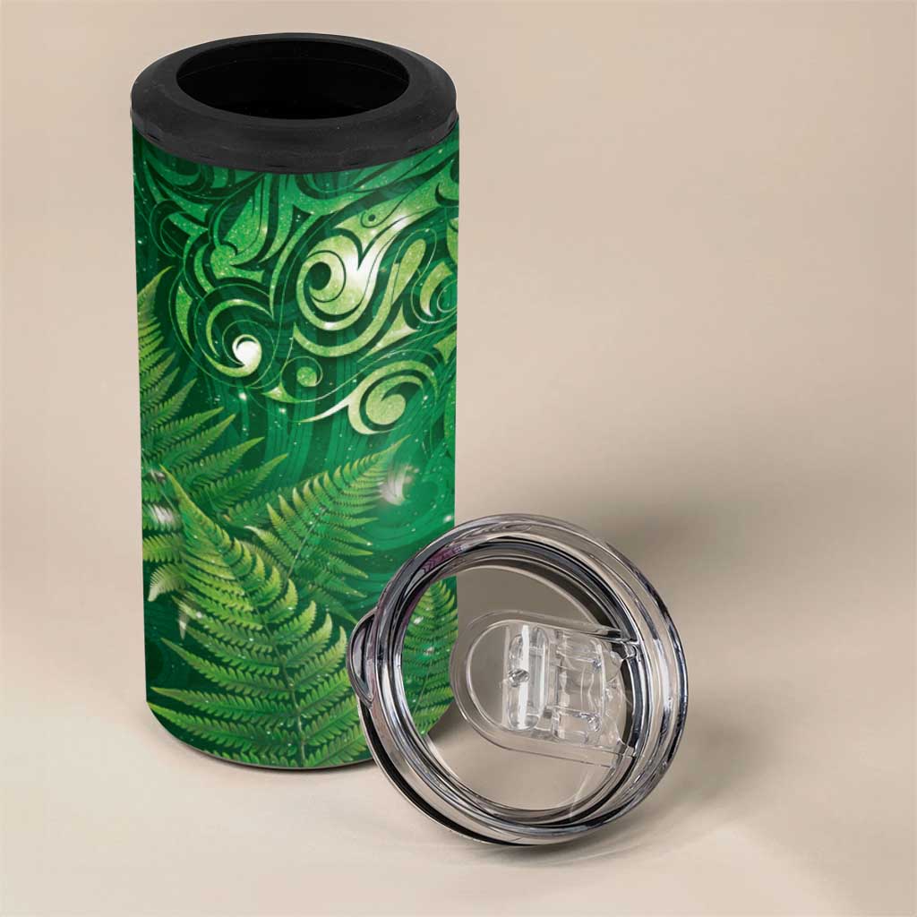 Matariki New Zealand Maori Silver Fern 4 in 1 Can Cooler Tumbler Galaxy Green Sky Style