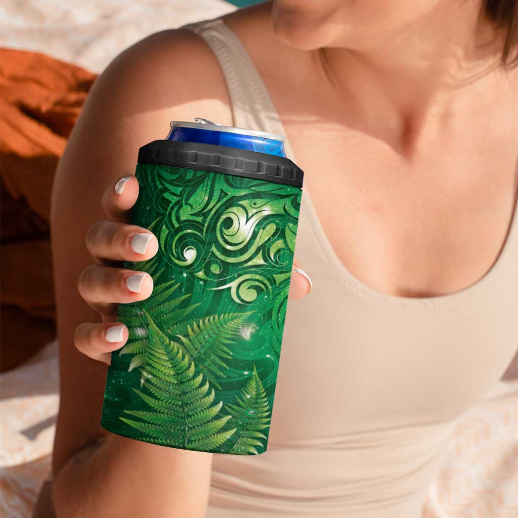 Matariki New Zealand Maori Silver Fern 4 in 1 Can Cooler Tumbler Galaxy Green Sky Style