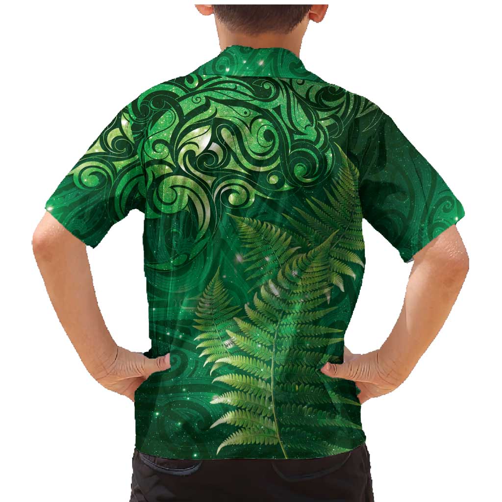 Matariki New Zealand Maori Silver Fern Family Matching Mermaid Dress and Hawaiian Shirt Galaxy Green Sky Style