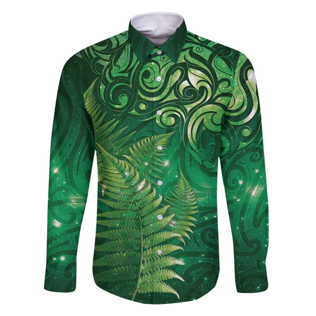 Matariki New Zealand Maori Silver Fern Family Matching Off The Shoulder Long Sleeve Dress and Hawaiian Shirt Galaxy Green Sky Style
