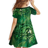 Matariki New Zealand Maori Silver Fern Family Matching Off Shoulder Short Dress and Hawaiian Shirt Galaxy Green Sky Style