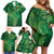 Matariki New Zealand Maori Silver Fern Family Matching Off Shoulder Short Dress and Hawaiian Shirt Galaxy Green Sky Style
