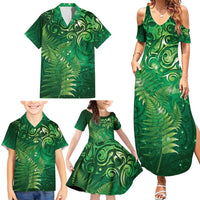 Matariki New Zealand Maori Silver Fern Family Matching Summer Maxi Dress and Hawaiian Shirt Galaxy Green Sky Style