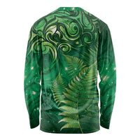 Matariki New Zealand Maori Silver Fern Long Sleeve Shirt Galaxy Green Sky Style