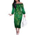 Matariki New Zealand Maori Silver Fern Off The Shoulder Long Sleeve Dress Galaxy Green Sky Style