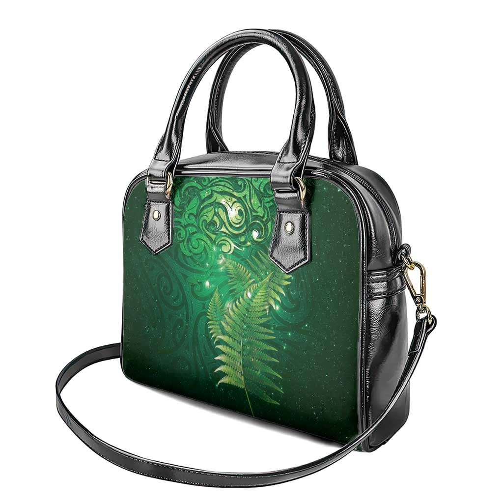 Matariki New Zealand Maori Silver Fern Shoulder Handbag Galaxy Green Sky Style
