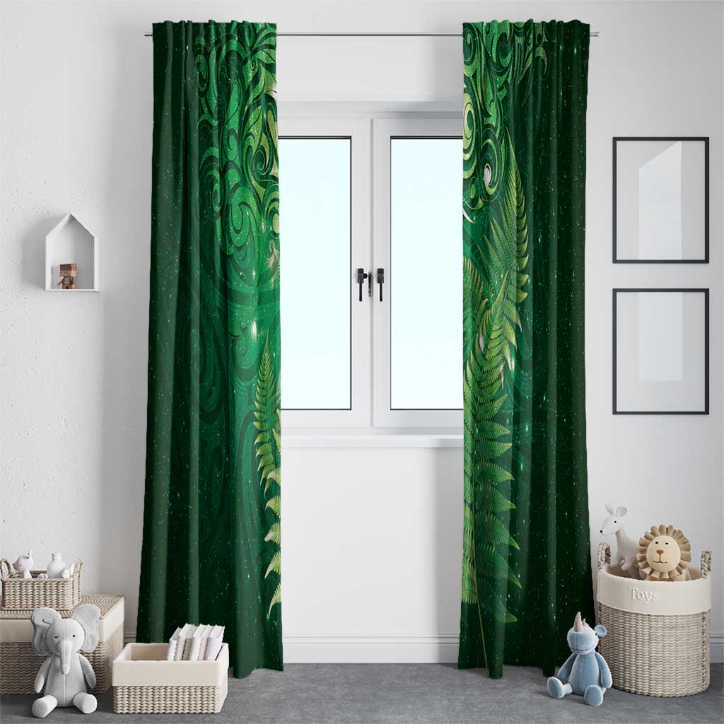 Matariki New Zealand Maori Silver Fern Window Curtain Galaxy Green Sky Style