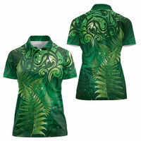Matariki New Zealand Maori Silver Fern Women Polo Shirt Galaxy Green Sky Style