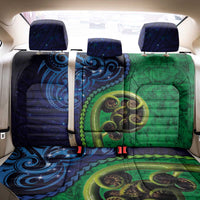 New Zealand Matariki Fern Frond Koru Back Car Seat Cover with Galaxy Blue Sky and Green Paua Shell Art