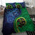 New Zealand Matariki Fern Frond Koru Bedding Set with Galaxy Blue Sky and Green Paua Shell Art