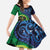 New Zealand Matariki Fern Frond Koru Family Matching Mermaid Dress and Hawaiian Shirt with Galaxy Blue Sky and Green Paua Shell Art