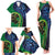 New Zealand Matariki Fern Frond Koru Family Matching Tank Maxi Dress and Hawaiian Shirt with Galaxy Blue Sky and Green Paua Shell Art