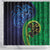 New Zealand Matariki Fern Frond Koru Shower Curtain with Galaxy Blue Sky and Green Paua Shell Art