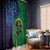 New Zealand Matariki Fern Frond Koru Window Curtain with Galaxy Blue Sky and Green Paua Shell Art