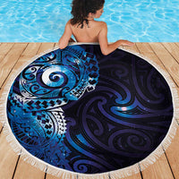 Matariki New Zealand Maori Koru Art Tattoo Beach Blanket New Year Galaxy Blue Sky Style