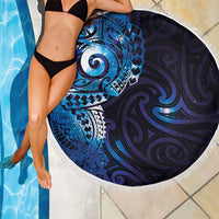 Matariki New Zealand Maori Koru Art Tattoo Beach Blanket New Year Galaxy Blue Sky Style