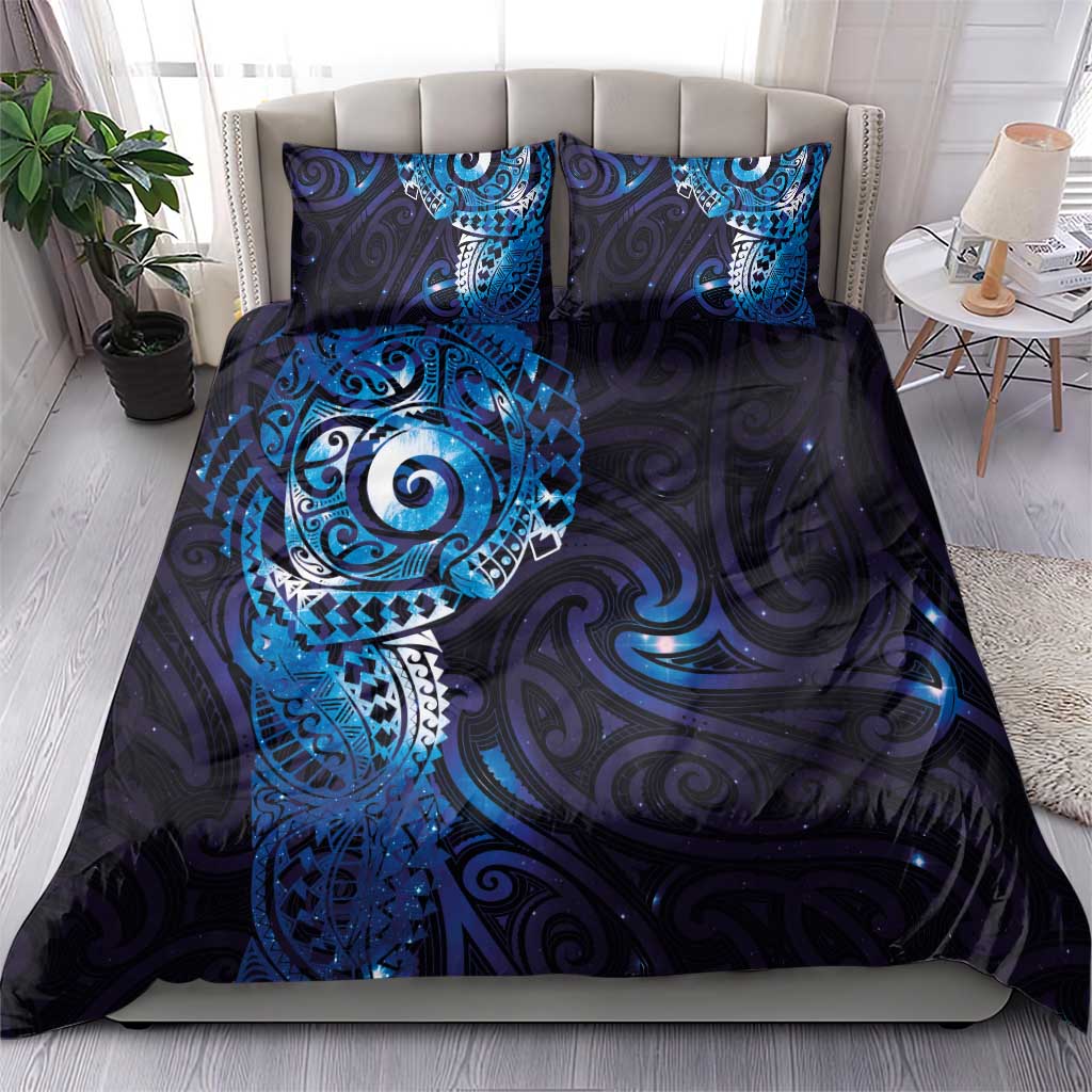 Matariki New Zealand Maori Koru Art Tattoo Bedding Set New Year Galaxy Blue Sky Style