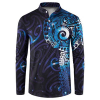 Matariki New Zealand Maori Koru Art Tattoo Button Sweatshirt New Year Galaxy Blue Sky Style
