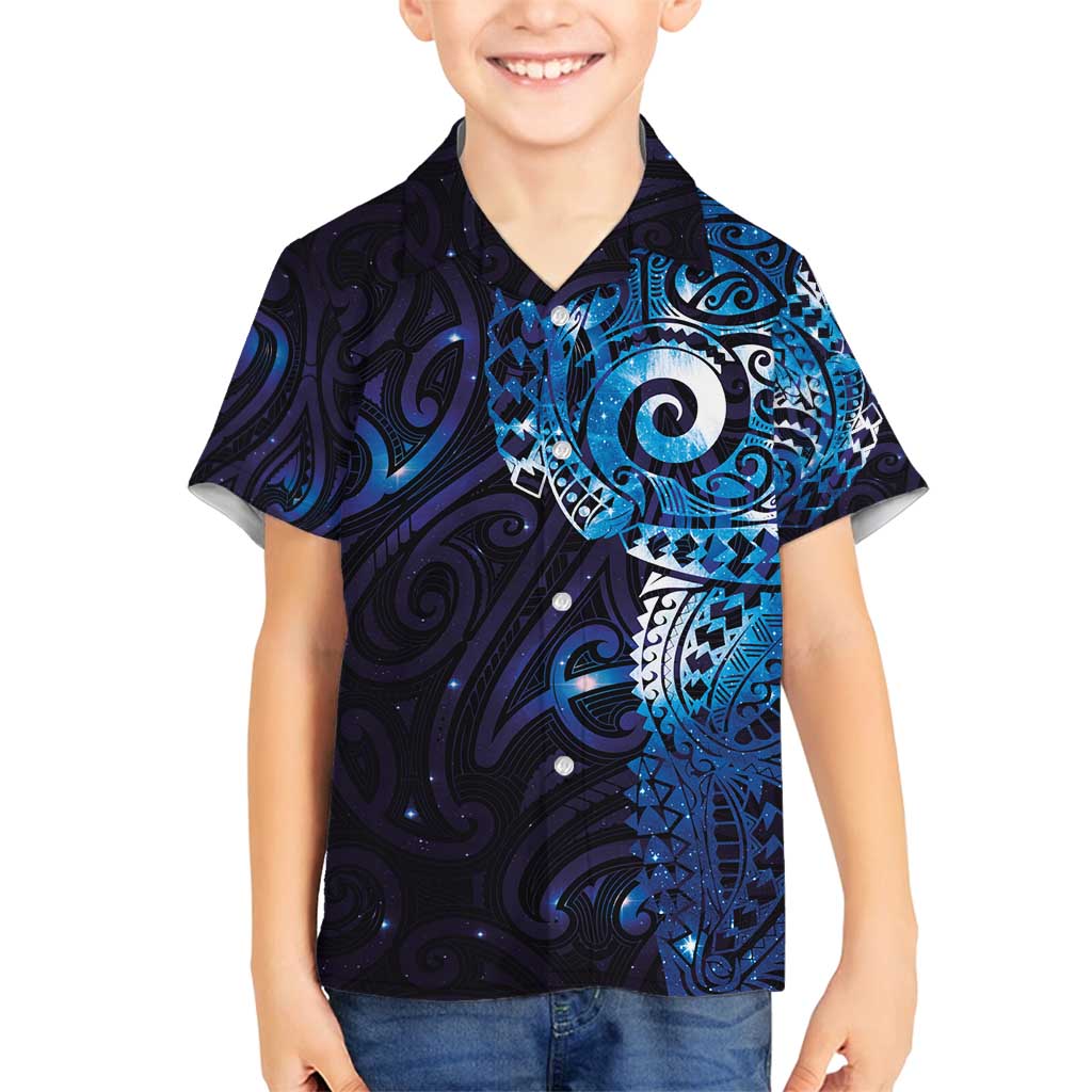 Matariki New Zealand Maori Koru Art Tattoo Family Matching Long Sleeve Bodycon Dress and Hawaiian Shirt New Year Galaxy Blue Sky Style