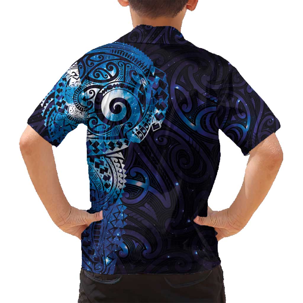 Matariki New Zealand Maori Koru Art Tattoo Family Matching Off Shoulder Maxi Dress and Hawaiian Shirt New Year Galaxy Blue Sky Style LT03 - Polynesian Pride
