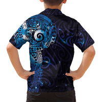Matariki New Zealand Maori Koru Art Tattoo Family Matching Off Shoulder Maxi Dress and Hawaiian Shirt New Year Galaxy Blue Sky Style LT03 - Polynesian Pride