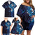 Matariki New Zealand Maori Koru Art Tattoo Family Matching Off Shoulder Short Dress and Hawaiian Shirt New Year Galaxy Blue Sky Style