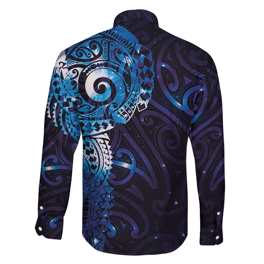Matariki New Zealand Maori Koru Art Tattoo Family Matching Off Shoulder Short Dress and Hawaiian Shirt New Year Galaxy Blue Sky Style LT03 - Polynesian Pride