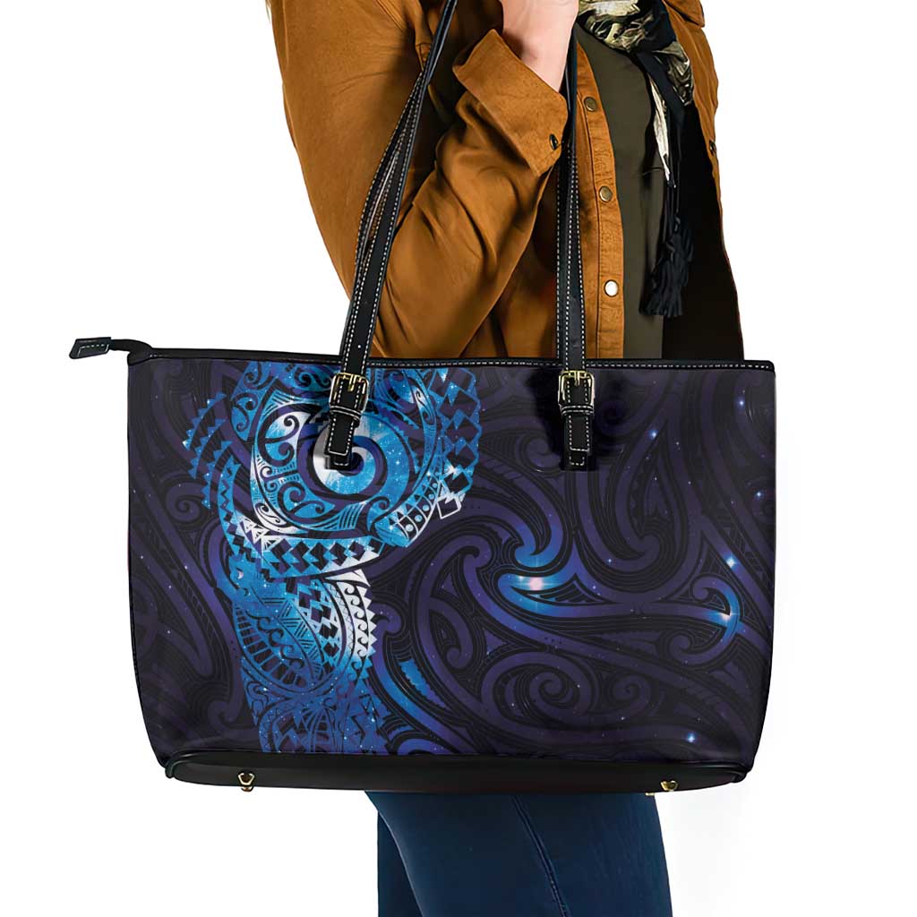 Matariki New Zealand Maori Koru Art Tattoo Leather Tote Bag New Year Galaxy Blue Sky Style