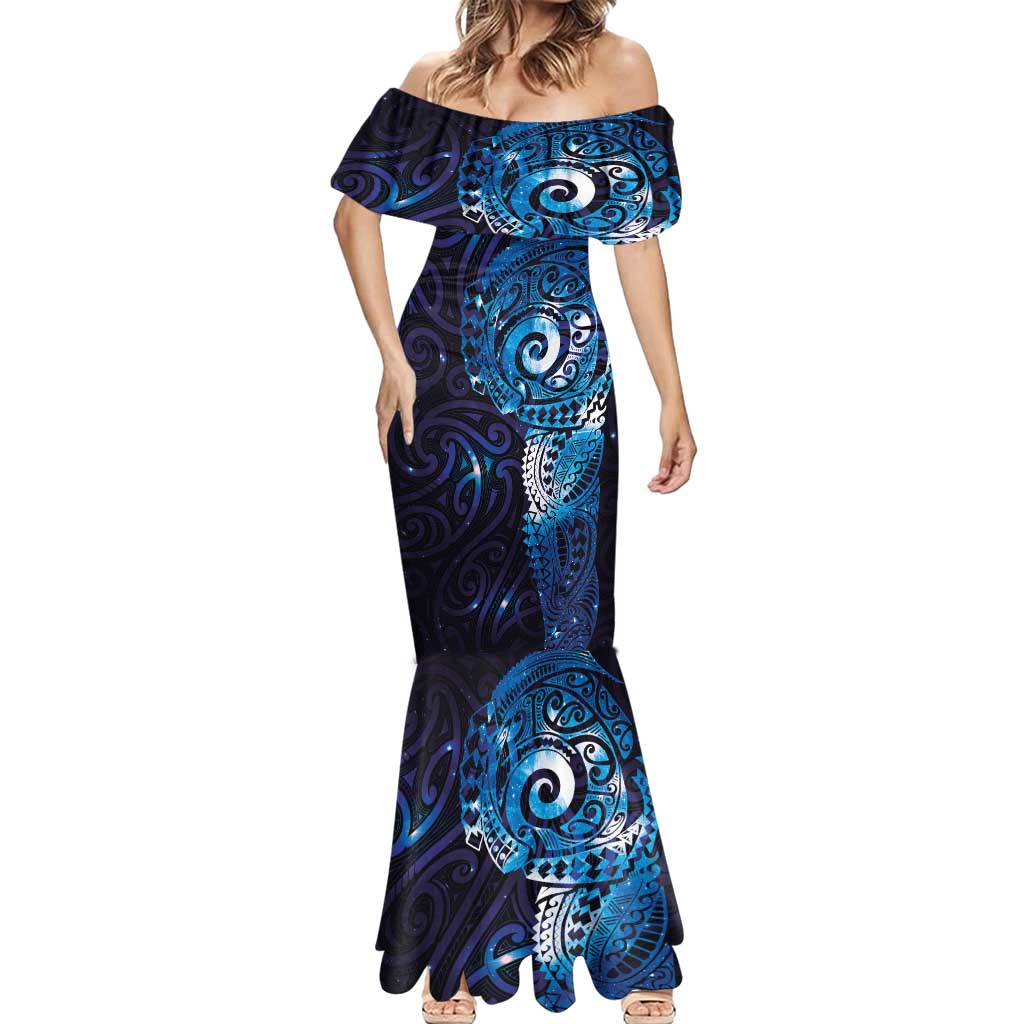 Matariki New Zealand Maori Koru Art Tattoo Mermaid Dress New Year Galaxy Blue Sky Style