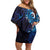 Matariki New Zealand Maori Koru Art Tattoo Off Shoulder Short Dress New Year Galaxy Blue Sky Style