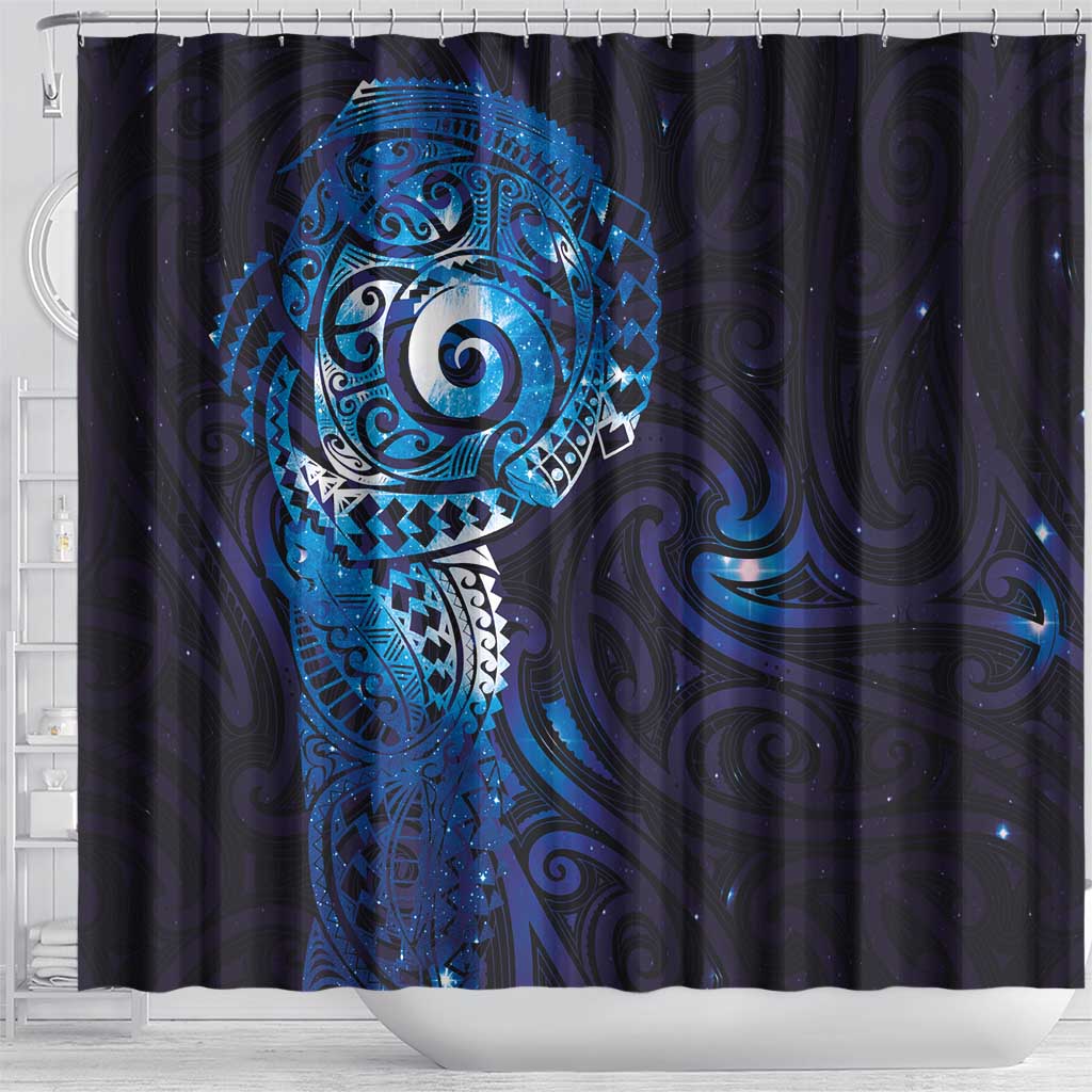 Matariki New Zealand Maori Koru Art Tattoo Shower Curtain New Year Galaxy Blue Sky Style