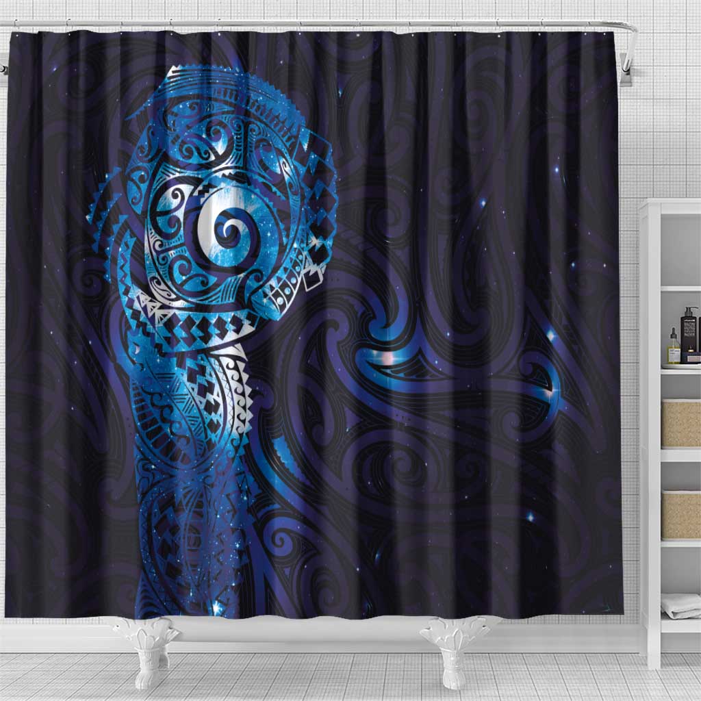 Matariki New Zealand Maori Koru Art Tattoo Shower Curtain New Year Galaxy Blue Sky Style