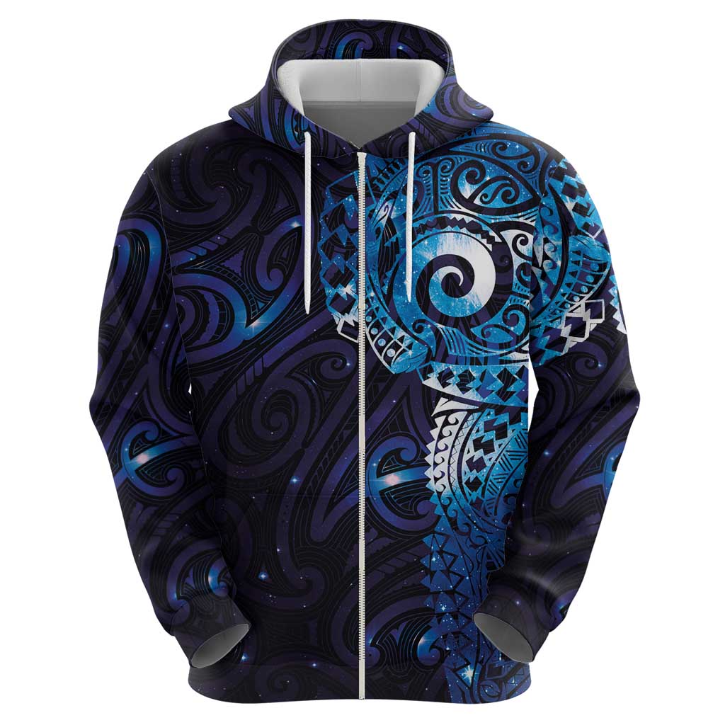 Matariki New Zealand Maori Koru Art Tattoo Zip Hoodie New Year Galaxy Blue Sky Style