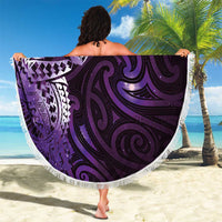Matariki New Zealand Maori Koru Art Tattoo Beach Blanket New Year Galaxy Purple Sky Style