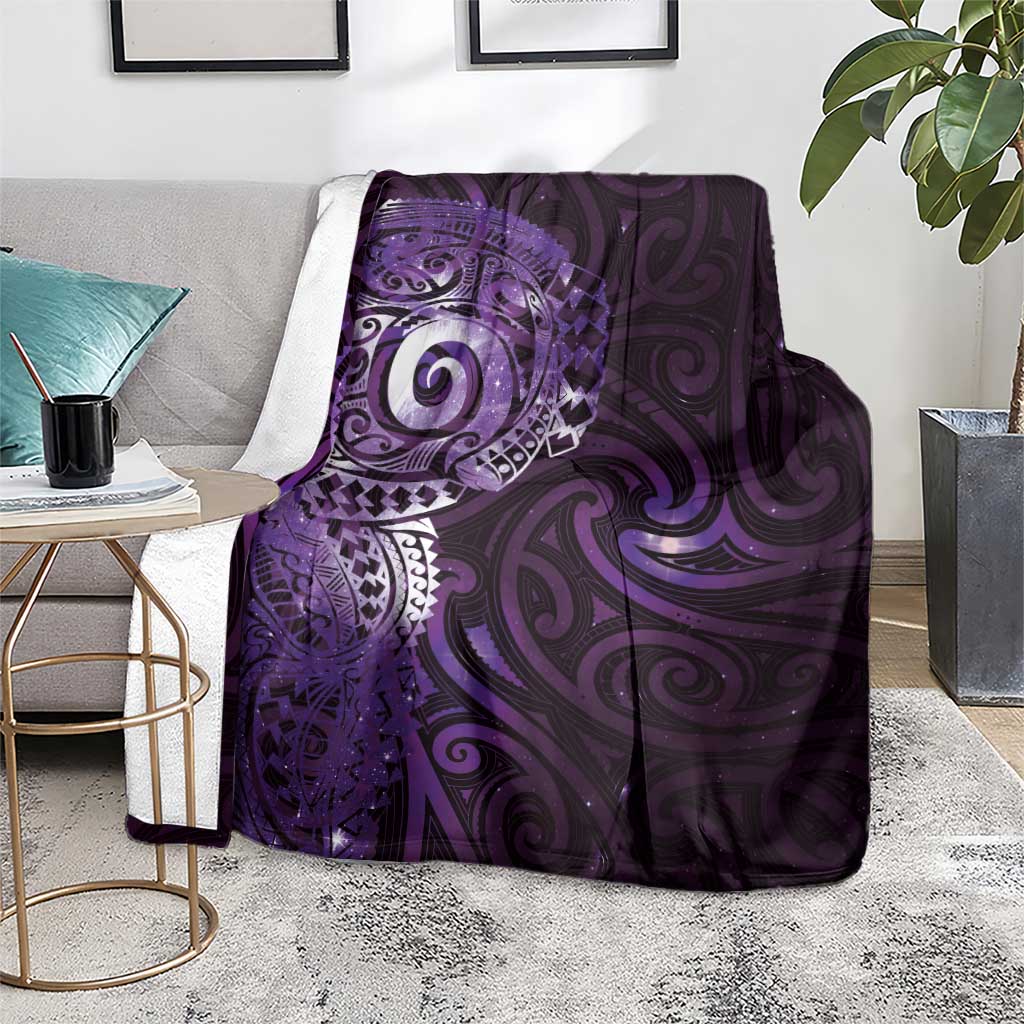 Matariki New Zealand Maori Koru Art Tattoo Blanket New Year Galaxy Purple Sky Style
