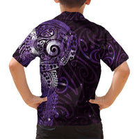 Matariki New Zealand Maori Koru Art Tattoo Family Matching Off Shoulder Maxi Dress and Hawaiian Shirt New Year Galaxy Purple Sky Style LT03 - Polynesian Pride