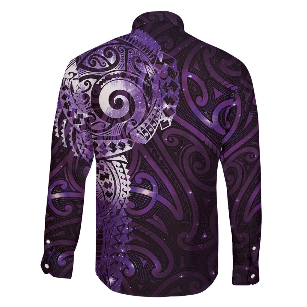 Matariki New Zealand Maori Koru Art Tattoo Family Matching Off Shoulder Maxi Dress and Hawaiian Shirt New Year Galaxy Purple Sky Style LT03 - Polynesian Pride