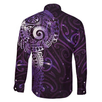 Matariki New Zealand Maori Koru Art Tattoo Family Matching Off Shoulder Maxi Dress and Hawaiian Shirt New Year Galaxy Purple Sky Style LT03 - Polynesian Pride