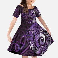 Matariki New Zealand Maori Koru Art Tattoo Family Matching Puletasi and Hawaiian Shirt New Year Galaxy Purple Sky Style