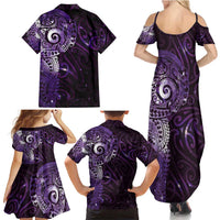 Matariki New Zealand Maori Koru Art Tattoo Family Matching Summer Maxi Dress and Hawaiian Shirt New Year Galaxy Purple Sky Style LT03 - Polynesian Pride