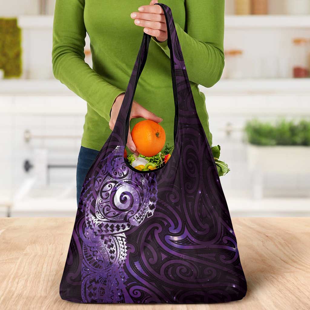 Matariki New Zealand Maori Koru Art Tattoo Grocery Bag New Year Galaxy Purple Sky Style