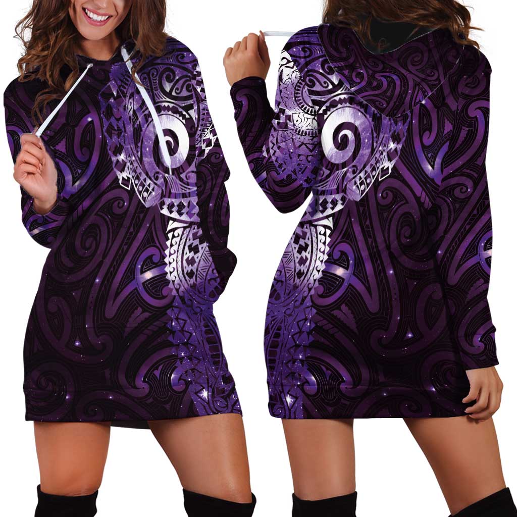 Matariki New Zealand Maori Koru Art Tattoo Hoodie Dress New Year Galaxy Purple Sky Style