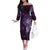Matariki New Zealand Maori Koru Art Tattoo Off The Shoulder Long Sleeve Dress New Year Galaxy Purple Sky Style