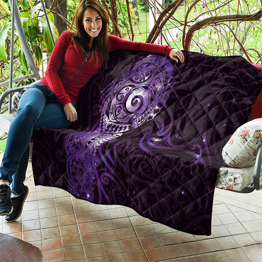 Matariki New Zealand Maori Koru Art Tattoo Quilt New Year Galaxy Purple Sky Style