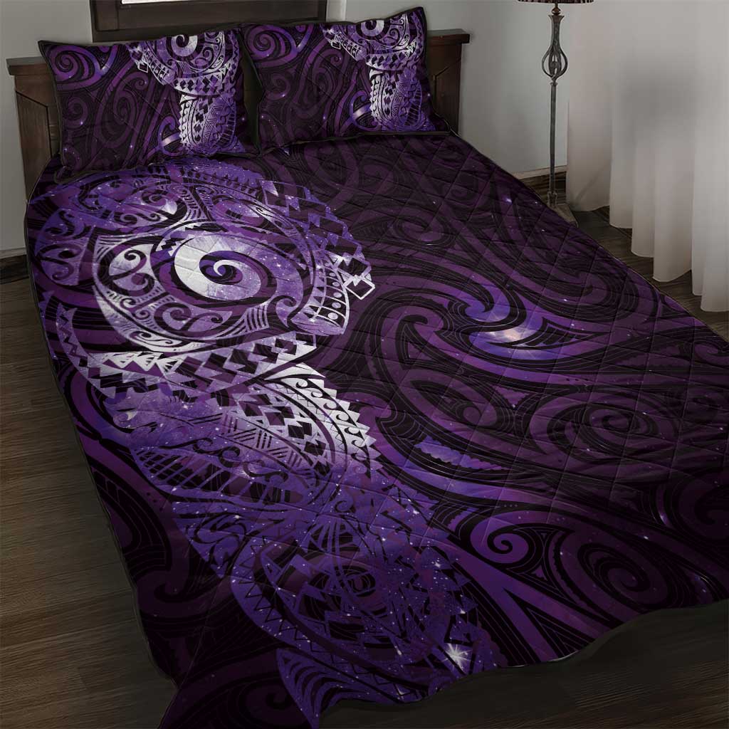 Matariki New Zealand Maori Koru Art Tattoo Quilt Bed Set New Year Galaxy Purple Sky Style
