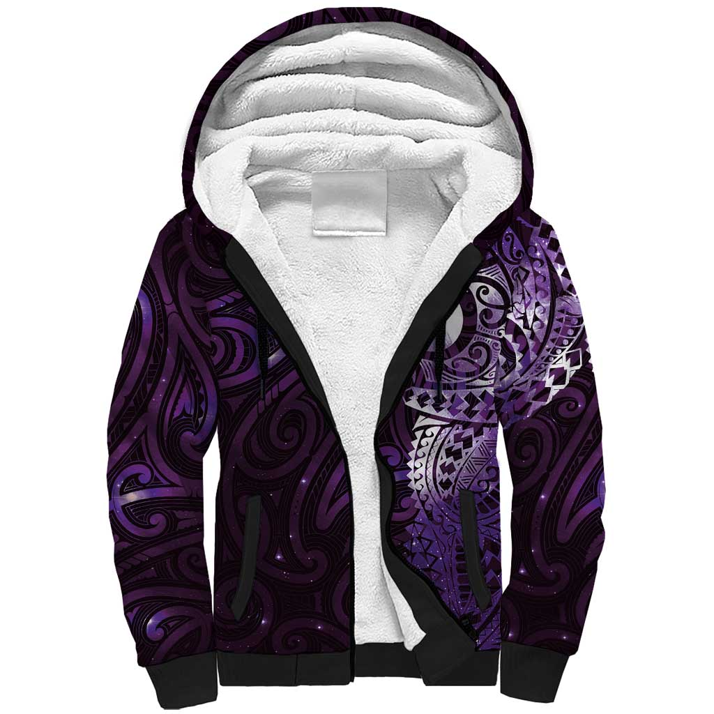 Matariki New Zealand Maori Koru Art Tattoo Sherpa Hoodie New Year Galaxy Purple Sky Style