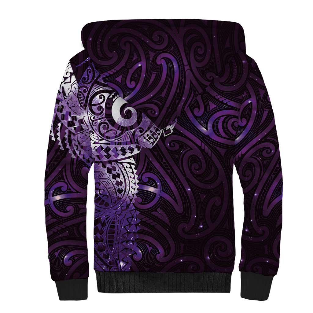 Matariki New Zealand Maori Koru Art Tattoo Sherpa Hoodie New Year Galaxy Purple Sky Style