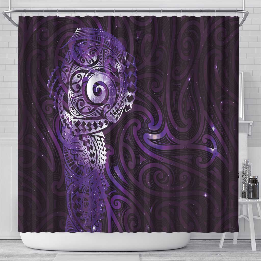 Matariki New Zealand Maori Koru Art Tattoo Shower Curtain New Year Galaxy Purple Sky Style