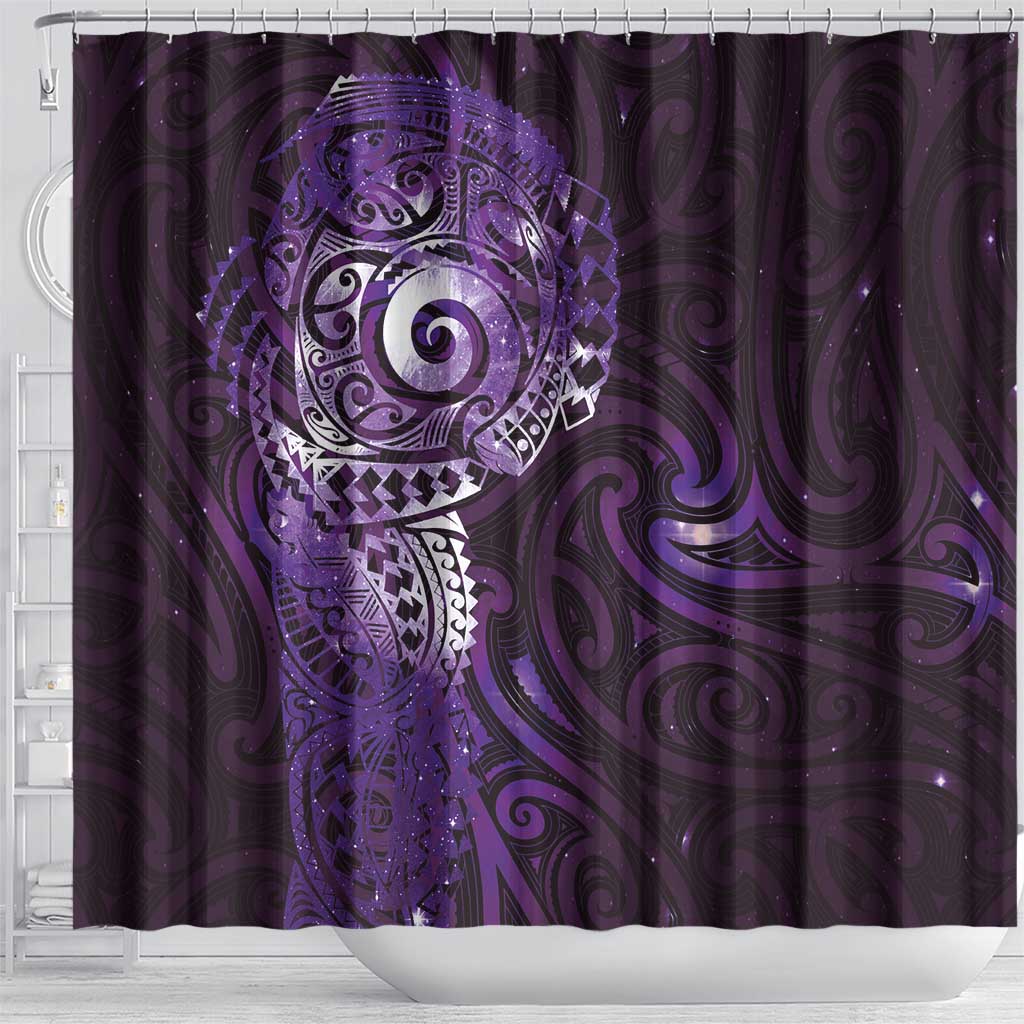 Matariki New Zealand Maori Koru Art Tattoo Shower Curtain New Year Galaxy Purple Sky Style